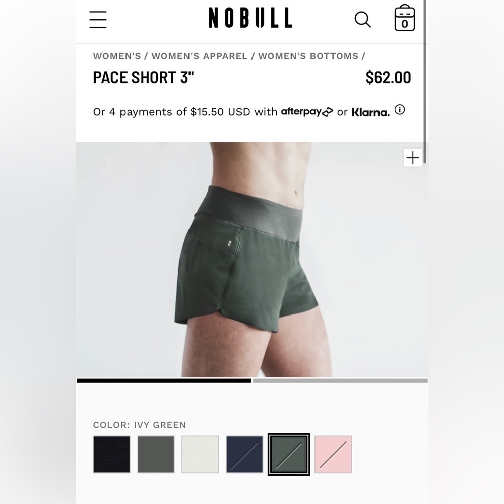NOBULL Pace Short 3” Ivy Green